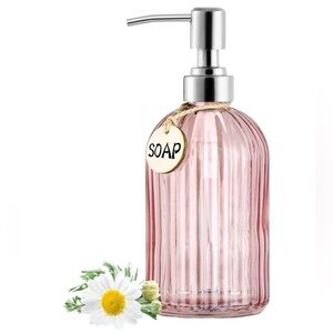 Elegant Pink Glass Soap Dispenser
